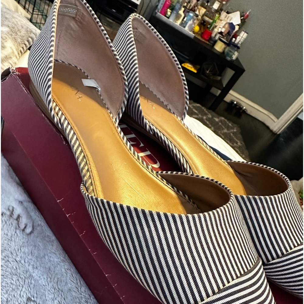 Flats -Merona Striped Blue & White
